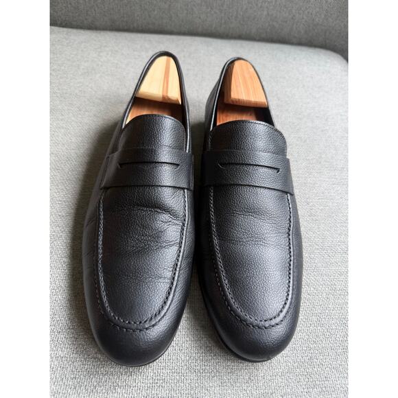 TO BOOT NEW YORK  Deville Black Pebbled Penny Loafers Leather Men\'s 10 Preppy main image 8